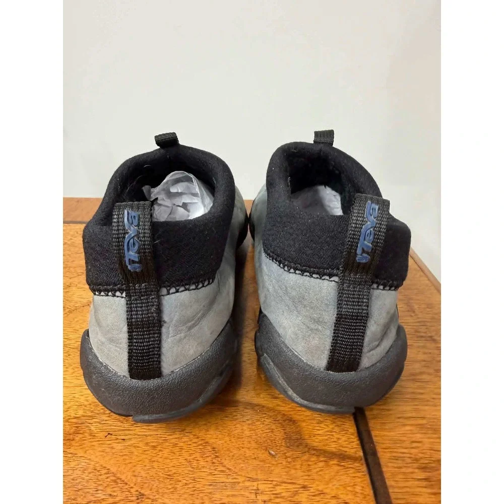 Teva Mens 8 Womens 9.5 Blue Grey Leather Slip‎ On Outdoor Loafers Hiking